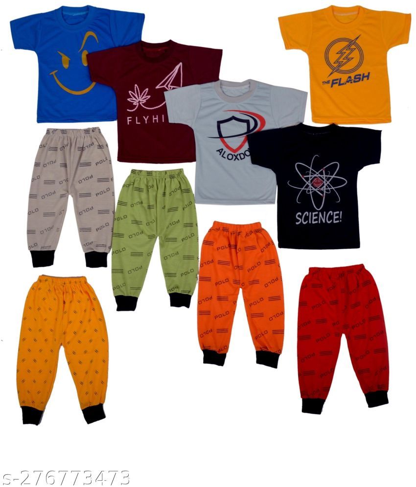     			DIAMOND EXPORTER Pack of 5 Baby Boys Cotton Blend T-Shirts & Pants Set ( Multicolor )