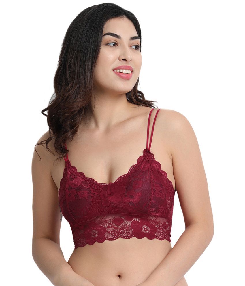     			Flenzy Pack of 1 Lace Heavily Padded Bralette Bra For Women ( Maroon )