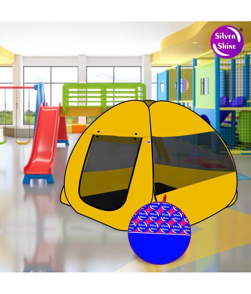     			Foldable Yellow Patterns Popup Kids Play Tent House