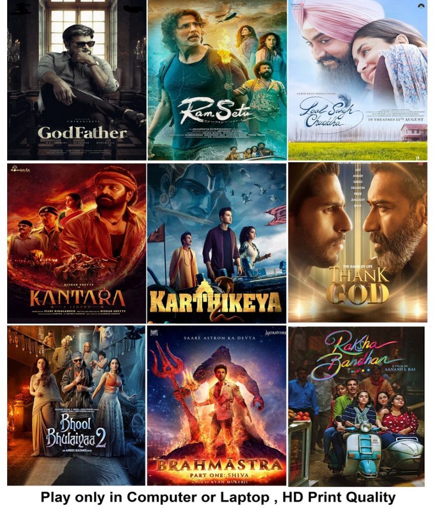     			Godfather , Ram Setu , Laal Singh Chaddha , Kantara , Karthikeya 2 , Thank God , Bhool Bhulaiyaa 2 , Brahmastra , Raksha Bandhan (9 Movies) in Hindi play only in Computer or Laptop HD Quality without Poster