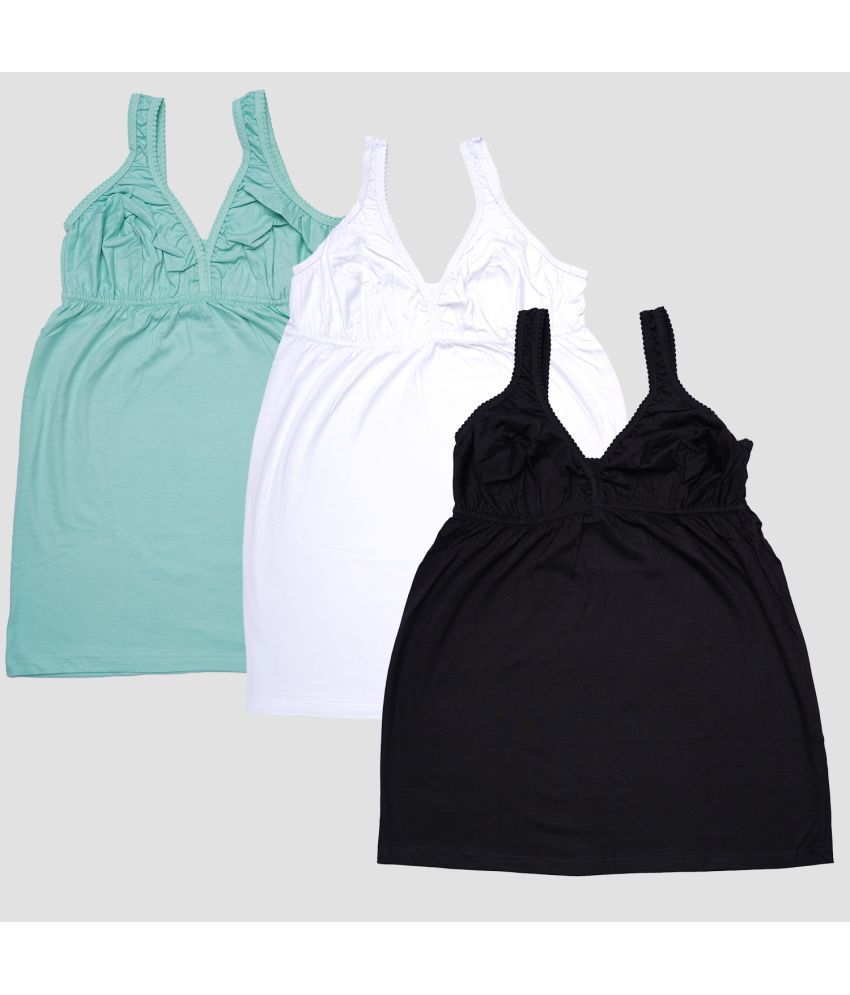     			MYLSA Pack of 3 Camisole With Bra Cotton Camisoles ( Blue )