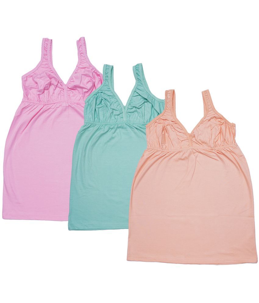     			MYLSA Pack of 3 Camisole With Bra Cotton Camisoles ( Peach )