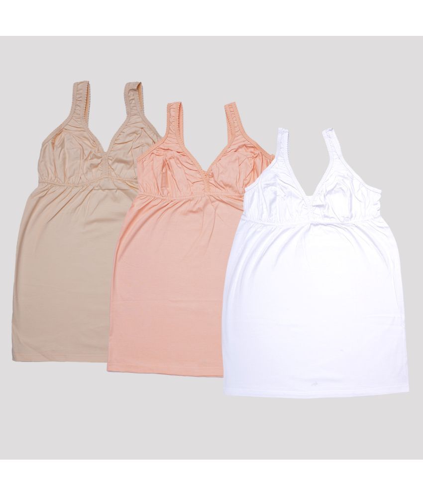     			MYLSA Pack of 3 Camisole With Bra Cotton Camisoles ( Khaki )