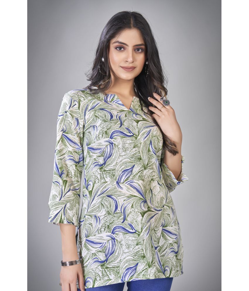     			SARRAS Pack of 1 Rayon Printed Straight Women's Kurti - ( Green )