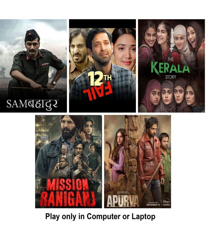     			Sam Bahadur , 12th Fail , The Kerala Story , Mission Raniganj , Apurva (5 Movies) in Hindi play only in Computer or Laptop HD Quality without Poster