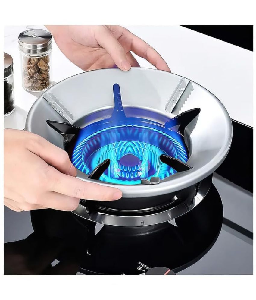     			Silver Open Gas Saver Burner Stand Gas Chula Burner Gas Saver Stand  Ring Fire & Windproof Energy Saving,