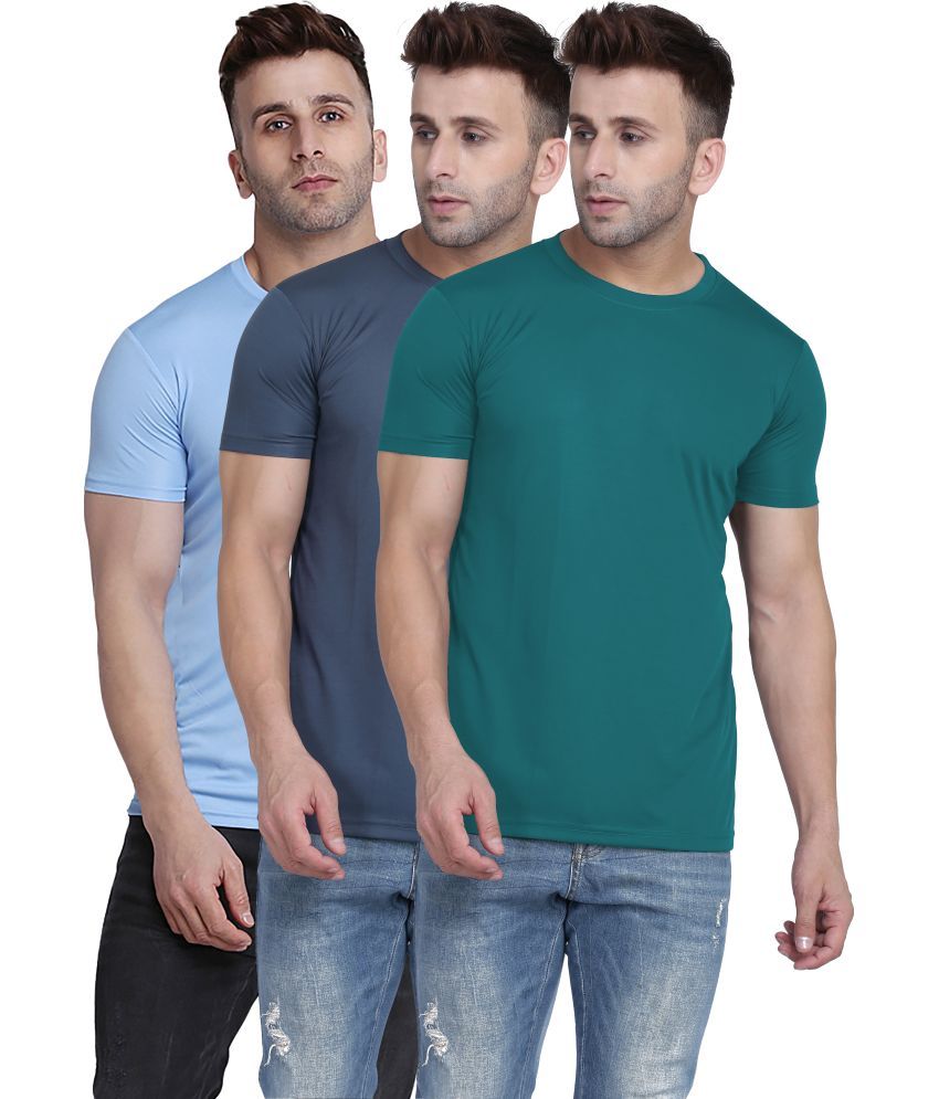     			TQH Polyester Slim Fit Solid Half Sleeves Men's Round T-Shirt - Multicolor15 ( Pack of 1 )