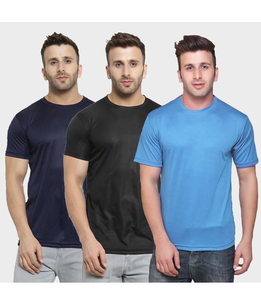     			TQH Polyester Slim Fit Solid Half Sleeves Men's Round T-Shirt - Multicolor2 ( Pack of 1 )