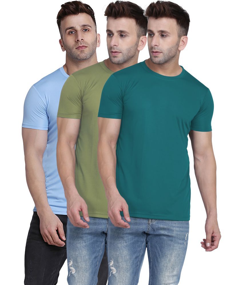     			TQH Polyester Slim Fit Solid Half Sleeves Men's Round T-Shirt - Multicolor6 ( Pack of 1 )