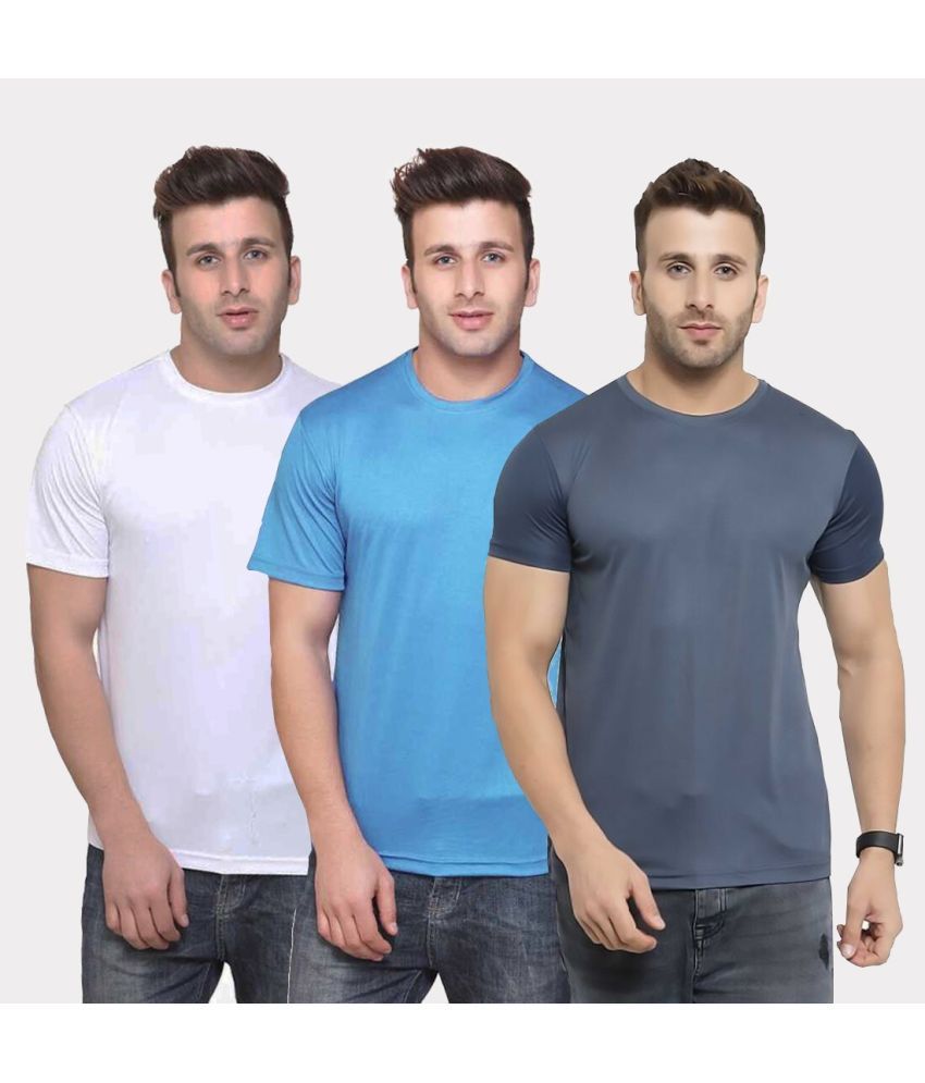     			TQH Polyester Slim Fit Solid Half Sleeves Men's Round T-Shirt - Multicolor5 ( Pack of 1 )