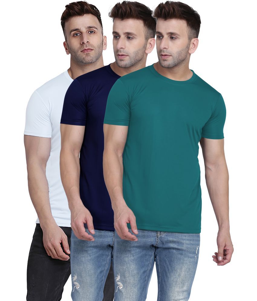     			TQH Polyester Slim Fit Solid Half Sleeves Men's Round T-Shirt - Multicolor4 ( Pack of 1 )