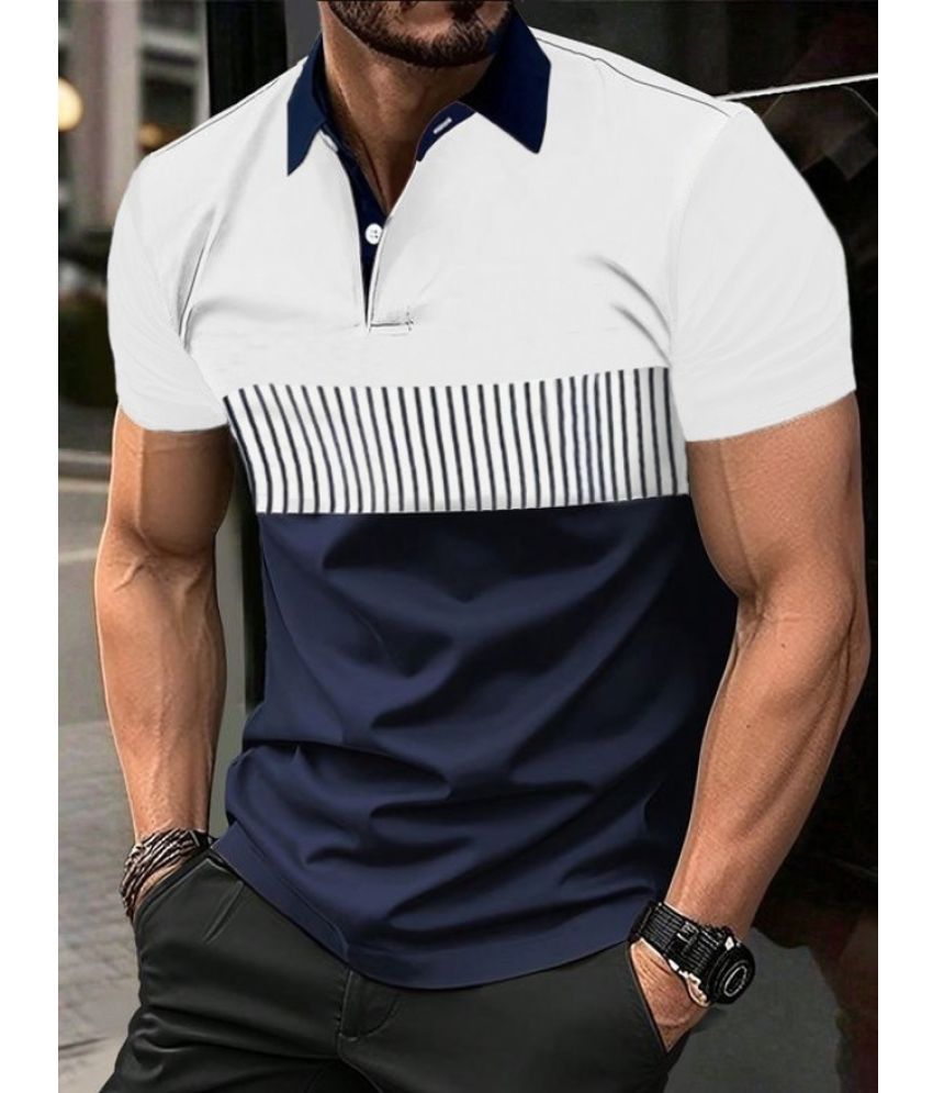     			Try This Pack of 1 Cotton Blend Slim Fit Colorblock Half Sleeves Men's Polo T Shirt ( White )