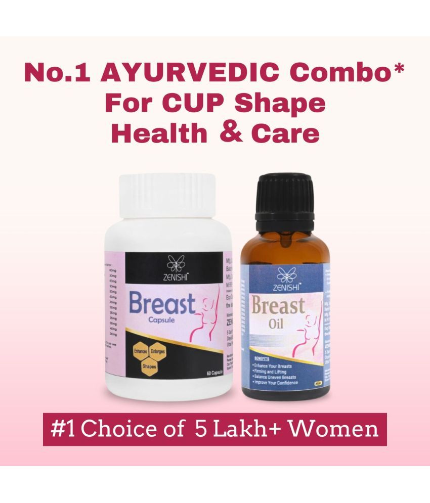     			Zenishi Ayurvedic Breast Increase Combo: 60 Capsules & 30ml Oil for Natural Growth