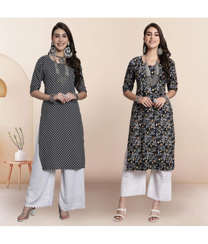     			1 Stop Fashion Pack of 2 Crepe Printed Straight Women's Kurti - ( Multicolor1 )