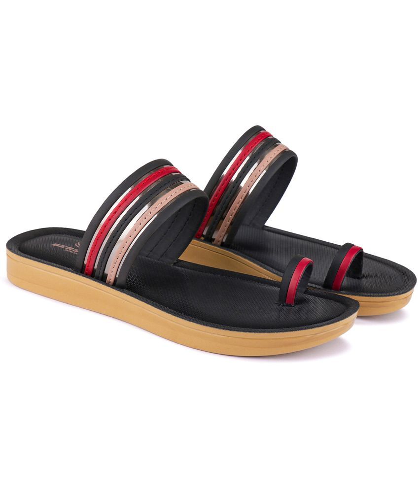     			Bersache Black Floater Sandals