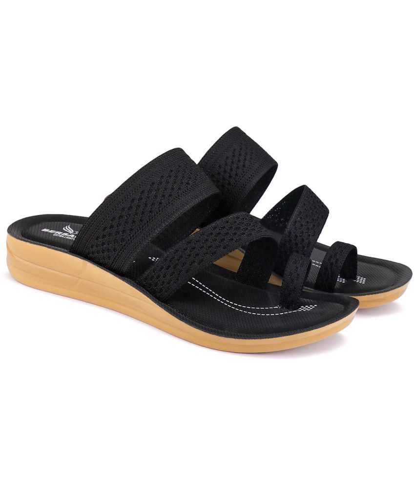     			Bersache Black Floater Sandals