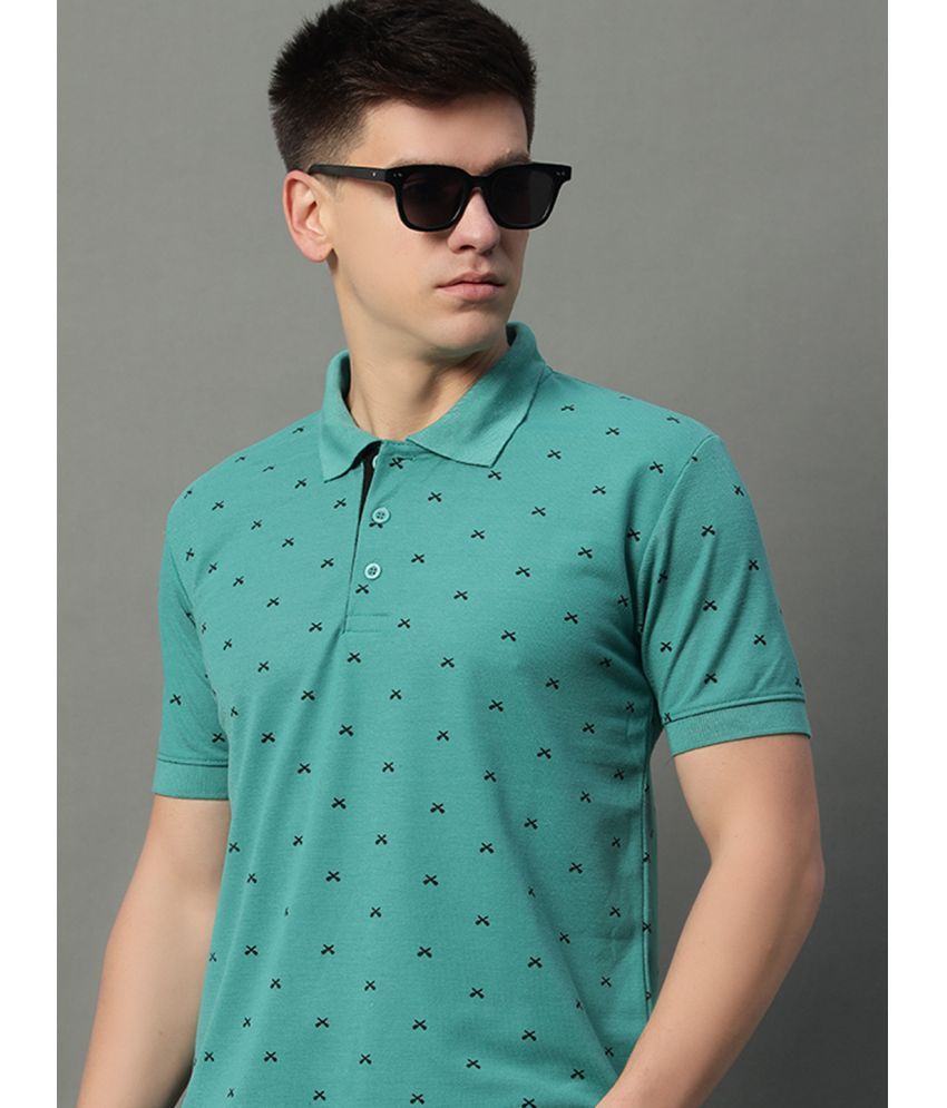     			GET GOLF Pack of 1 Cotton Blend Regular Fit Printed Half Sleeves Men's Polo T Shirt ( Turquoise )