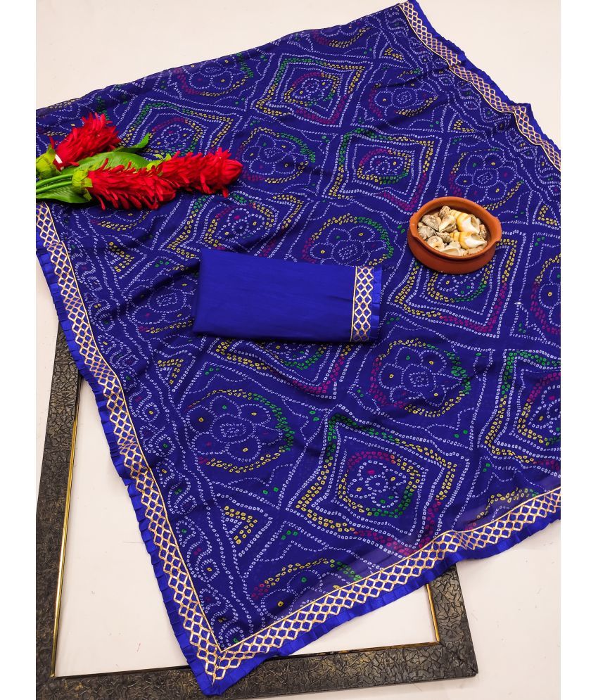     			Kanooda Prints Pack of 1 Georgette Printed Saree With Blouse Piece ( Blue )