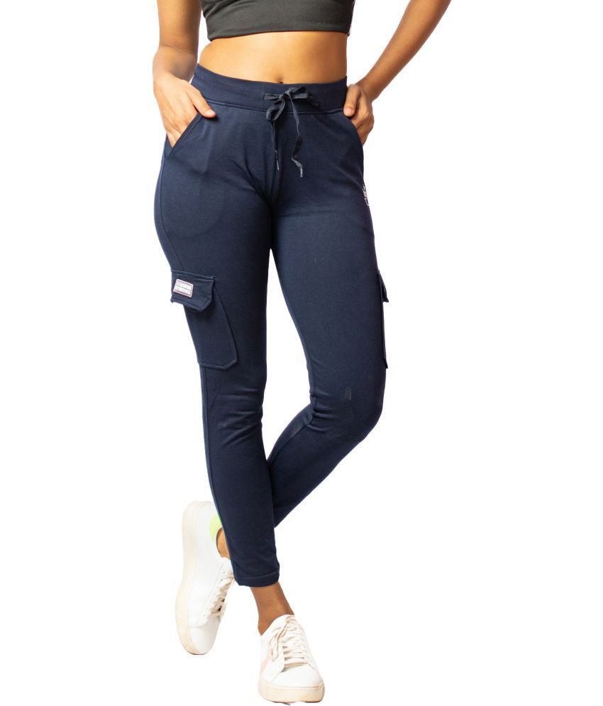     			MULTIWA Blue Cotton Blend Women's Gym Trackpants ( Pack of 1 )