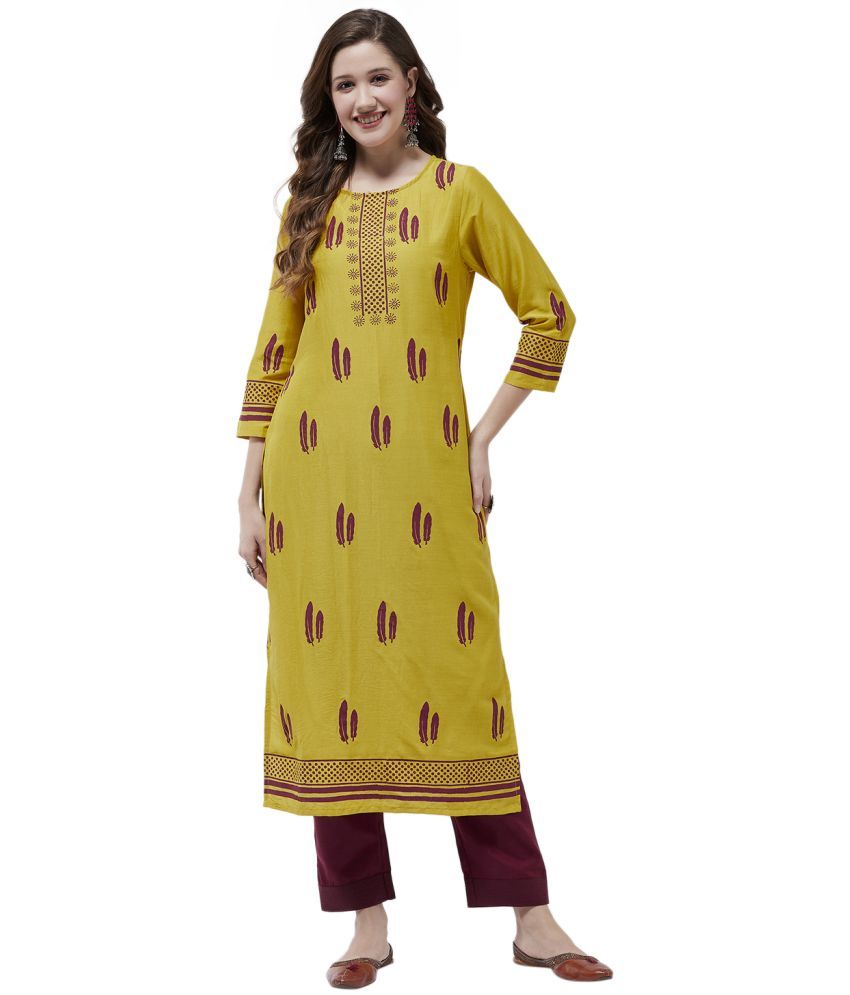     			Pannkh Polyester Printed Kurti With Pants Women's Stitched Salwar Suit - Multicoloured ( Pack of 1 )