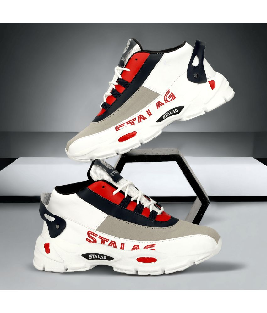     			STALAG Running Shoes For Men White Men's Lifestyle Shoes