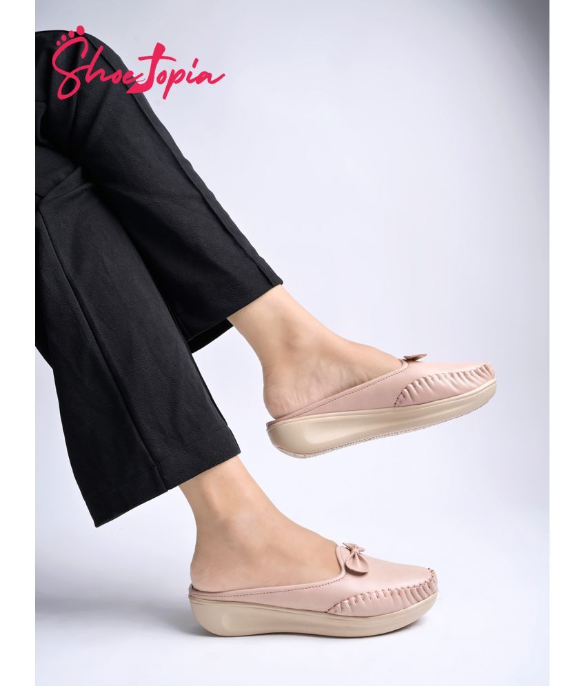     			Shoetopia Peach Women's Mules Shoes