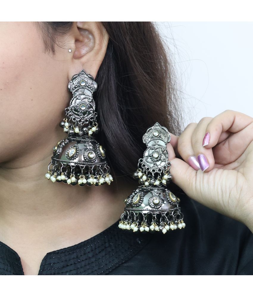     			Unicorn Silver Jhumki Earrings ( Pack of 1 )