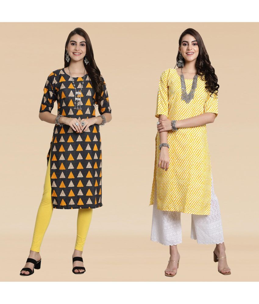     			Ethnicbasket Pack of 2 Crepe Printed Straight Women's Kurti - ( Multicoloured )