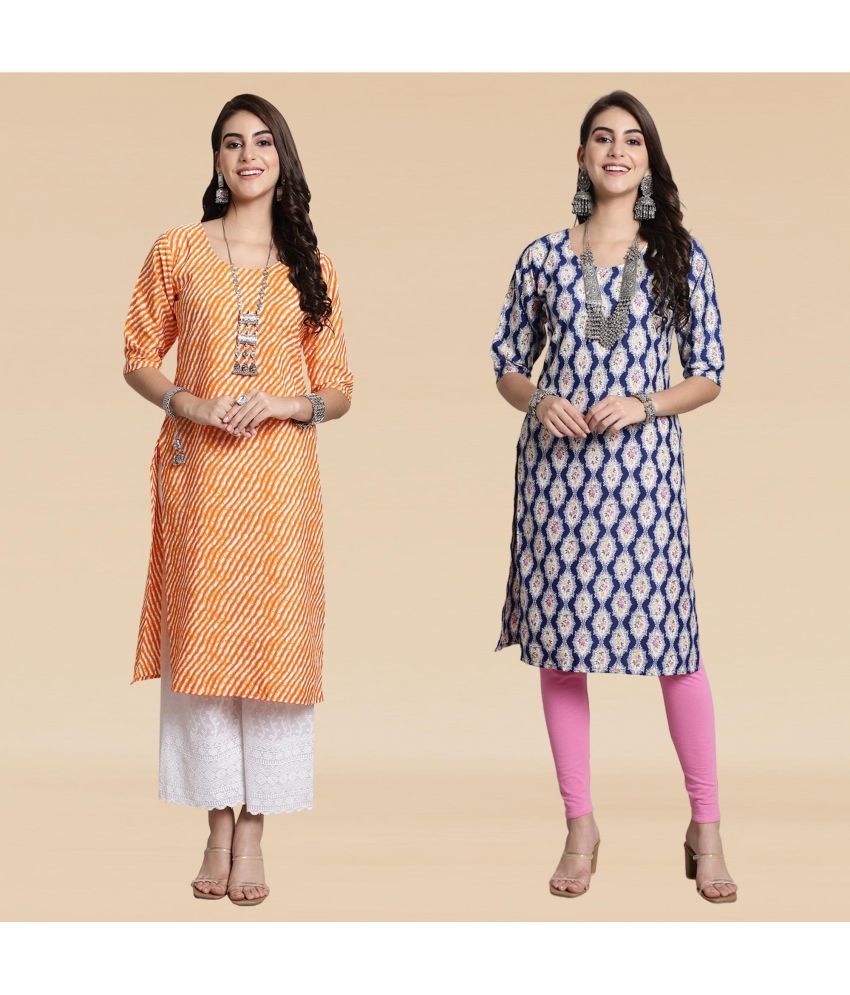     			Ethnicbasket Pack of 2 Crepe Printed Straight Women's Kurti - ( Multicolor1 )