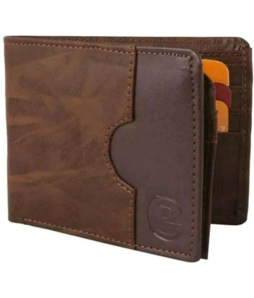     			Classic World PU Printed Men's RFID Wallet With 10 Slots For Card ( Brown , Pack of 1 )