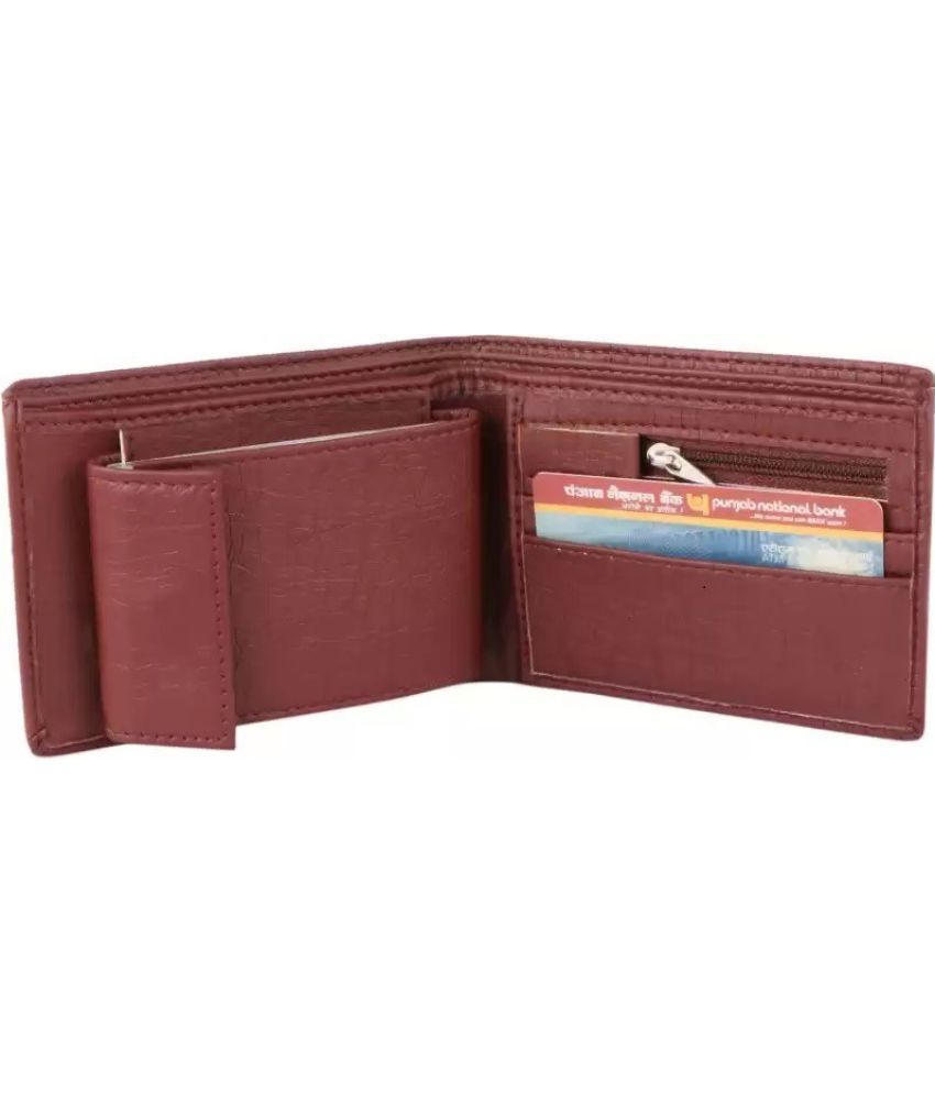     			Classic World PU Printed Men's RFID Wallet With 10 Slots For Card ( Maroon , Pack of 1 )