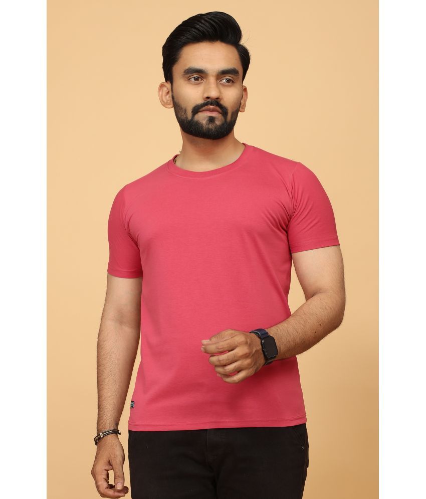     			FABRIPPLE 100% Cotton Regular Fit Solid Half Sleeves Men's Round T-Shirt - Pink ( Pack of 1 )