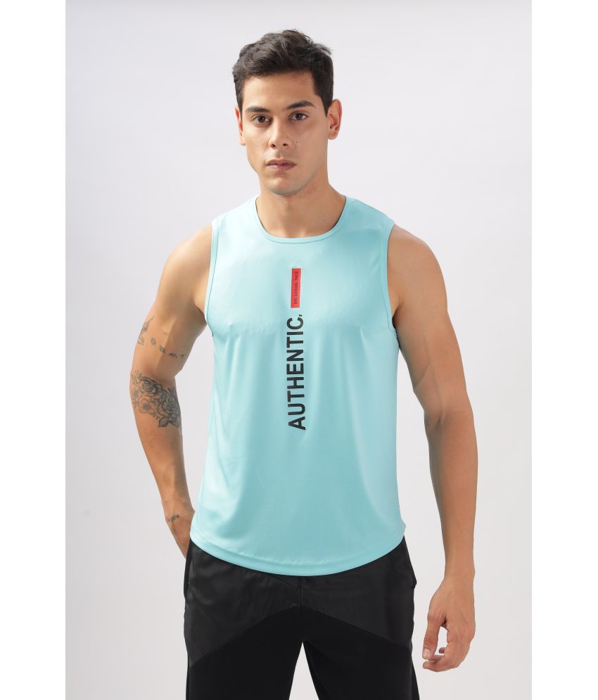     			FABRIPPLE Polyester Regular Fit Printed Sleeveless Men's Round T-Shirt - Light Blue ( Pack of 1 )