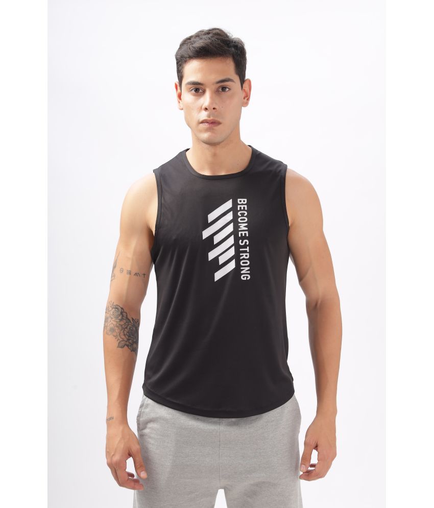     			FABRIPPLE Polyester Regular Fit Printed Sleeveless Men's Round T-Shirt - Black ( Pack of 1 )