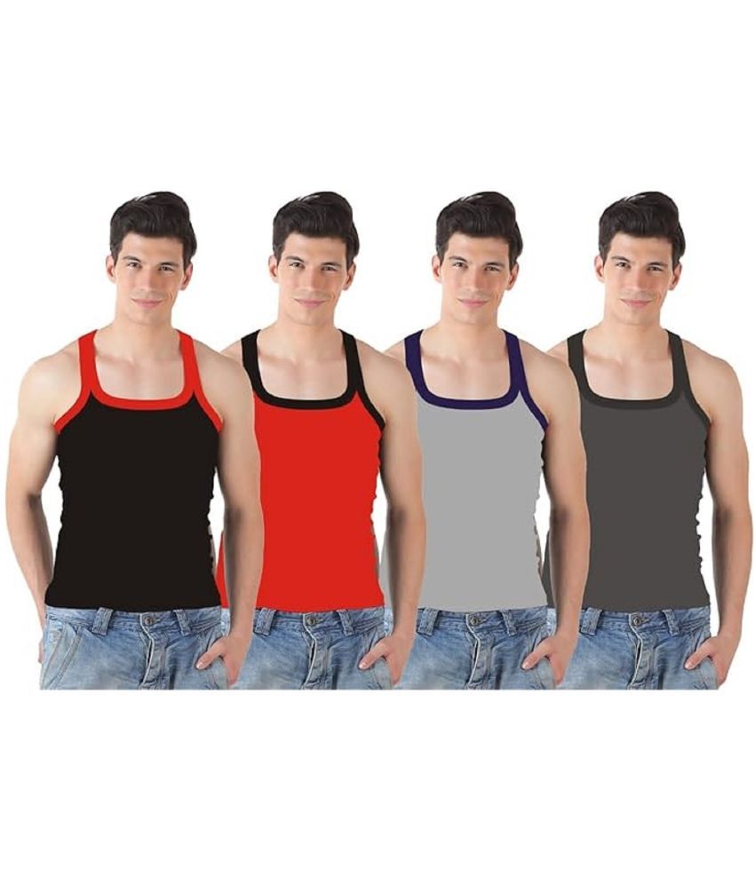     			INNERO Pack of 4 Cotton Basic Vest For Men ( Multicolor )