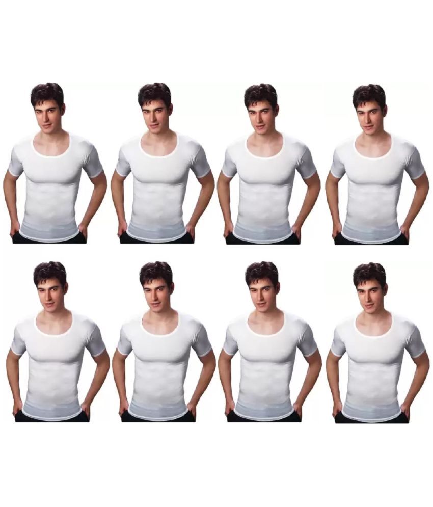     			INNERO Pack of 8 Cotton Basic Vest For Men ( White )