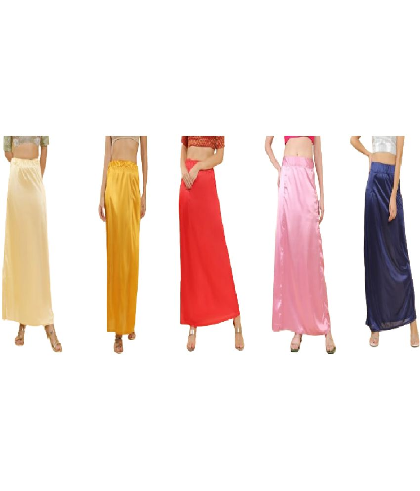     			JTG enterprises Multicoloured Satin Petticoat - Pack of 5