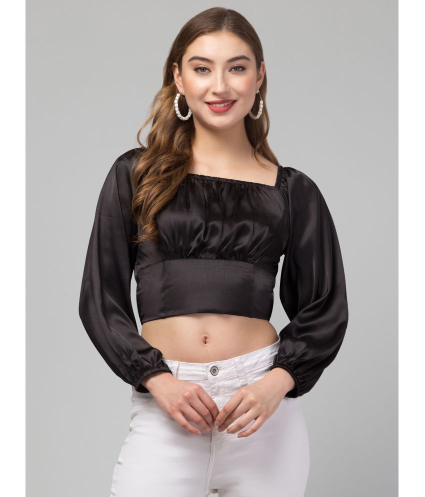     			Kulfi Black Satin Women's Crop Top ( Pack of 1 )