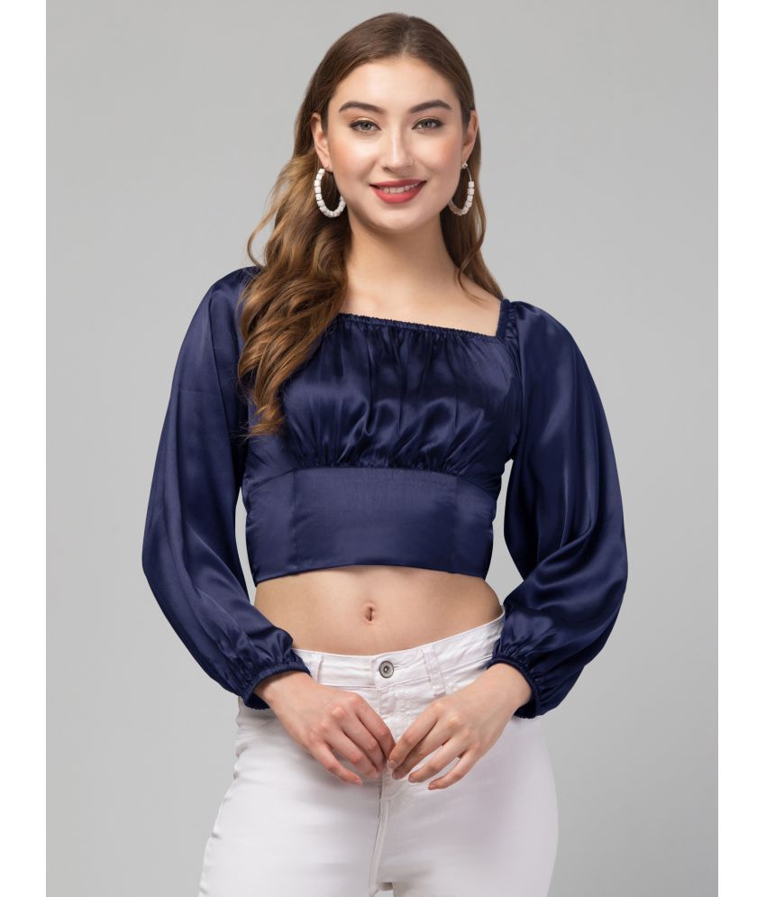     			Kulfi Blue Satin Women's Crop Top ( Pack of 1 )