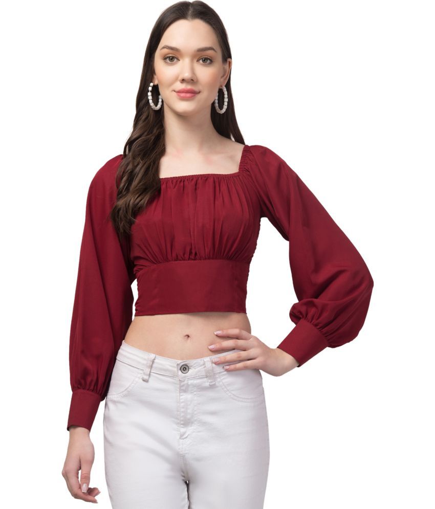     			Kulfi Maroon Crepe Women's Crop Top ( Pack of 1 )