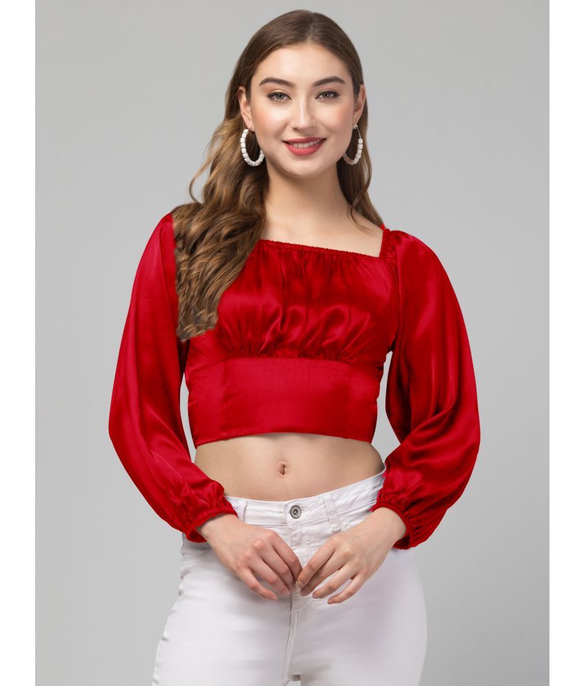     			Kulfi Red Satin Women's Crop Top ( Pack of 1 )