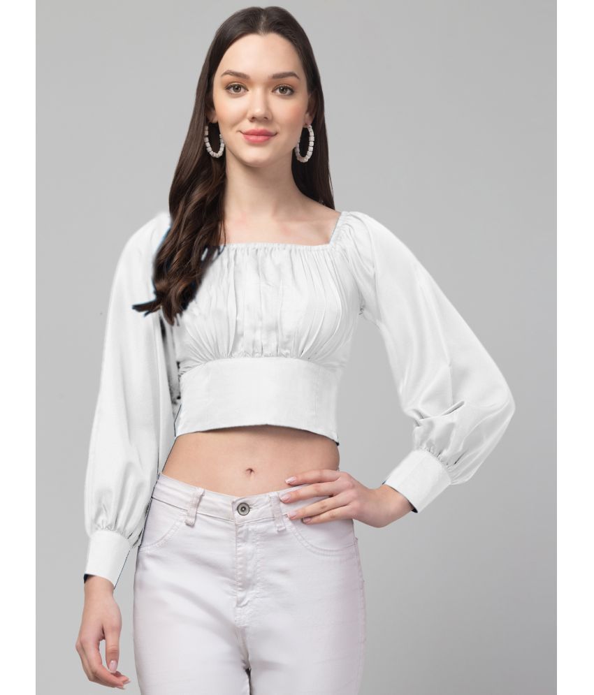     			Kulfi White Crepe Women's Crop Top ( Pack of 1 )