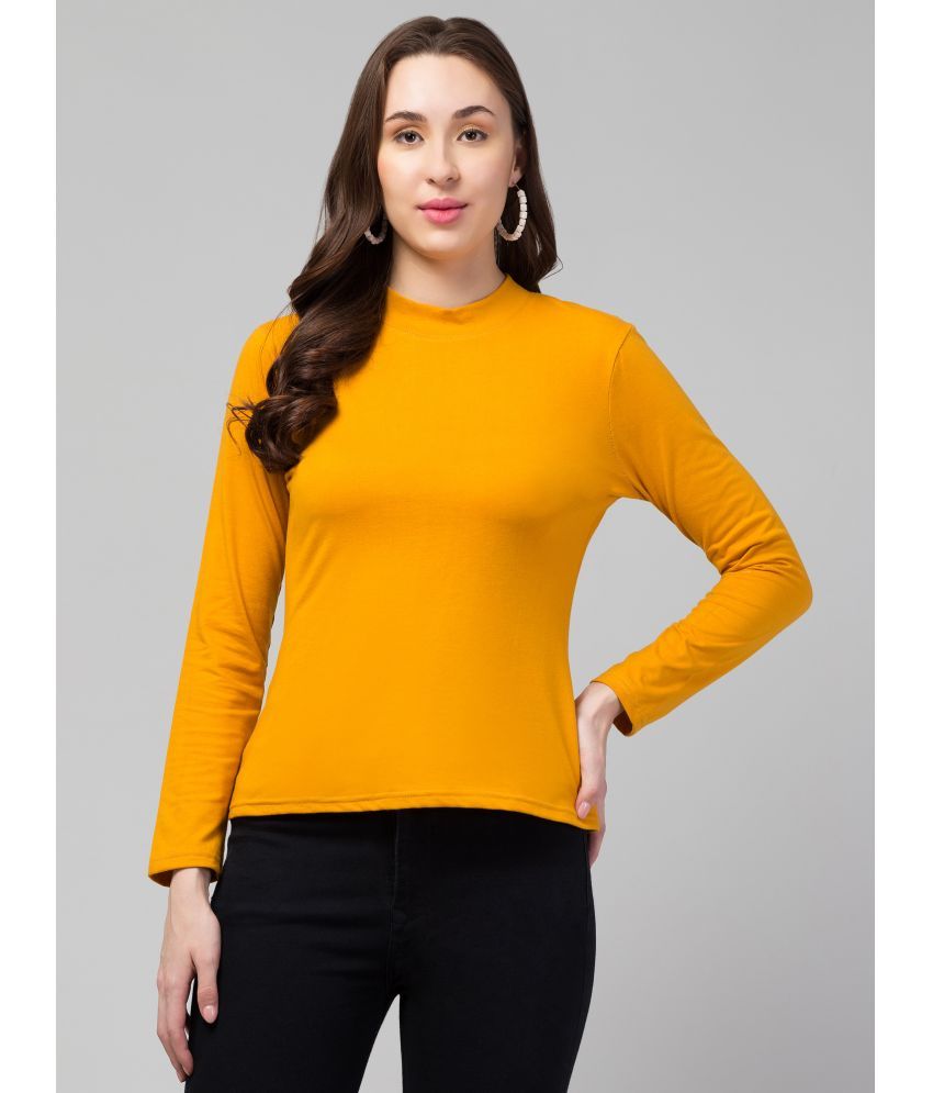     			Kulfi Yellow Cotton Blend Women's Regular Top ( Pack of 1 )