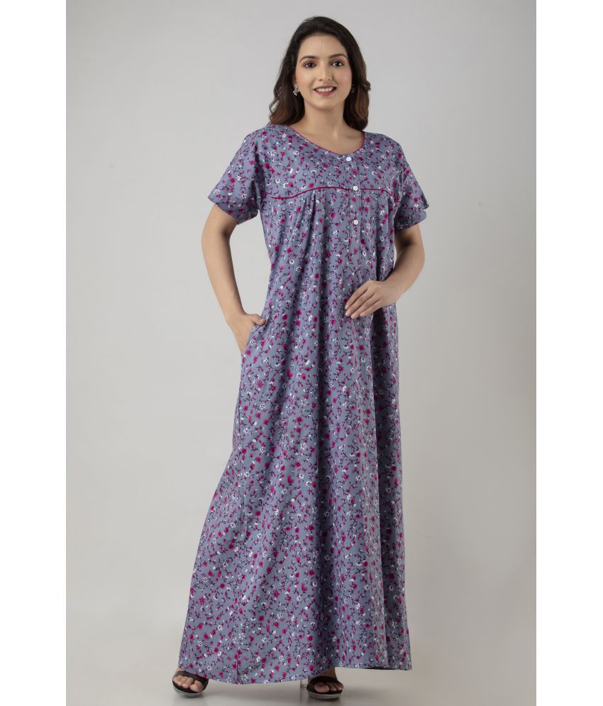     			NEEED Light Grey Cotton Women's Nightwear Nighty & Night Gowns ( Pack of 1 )