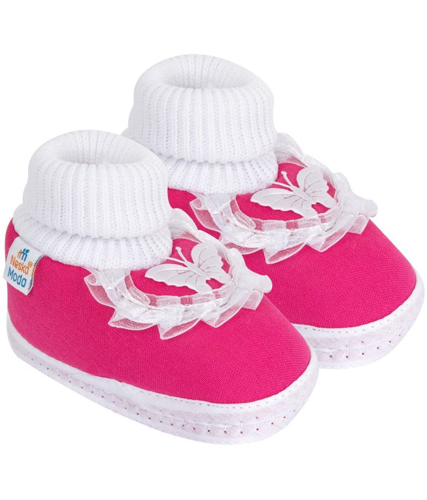     			Neska Moda - Fluorescent Pink  Booties For Baby Girl 0-6 Months ( Pack of 1 )