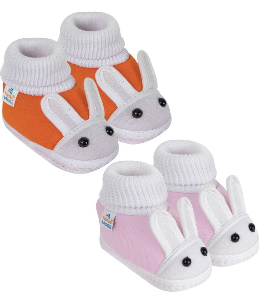     			Neska Moda - MultiColor  Booties For Baby Boy & Baby Girl 6-12 Months ( Pack of 2 )