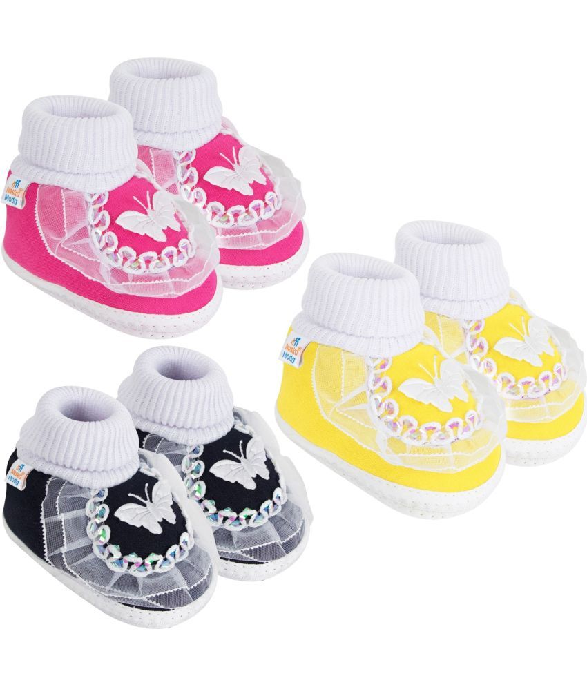     			Neska Moda - MultiColor  Booties For Baby Boy & Baby Girl 0-6 Months ( Pack of 3 )