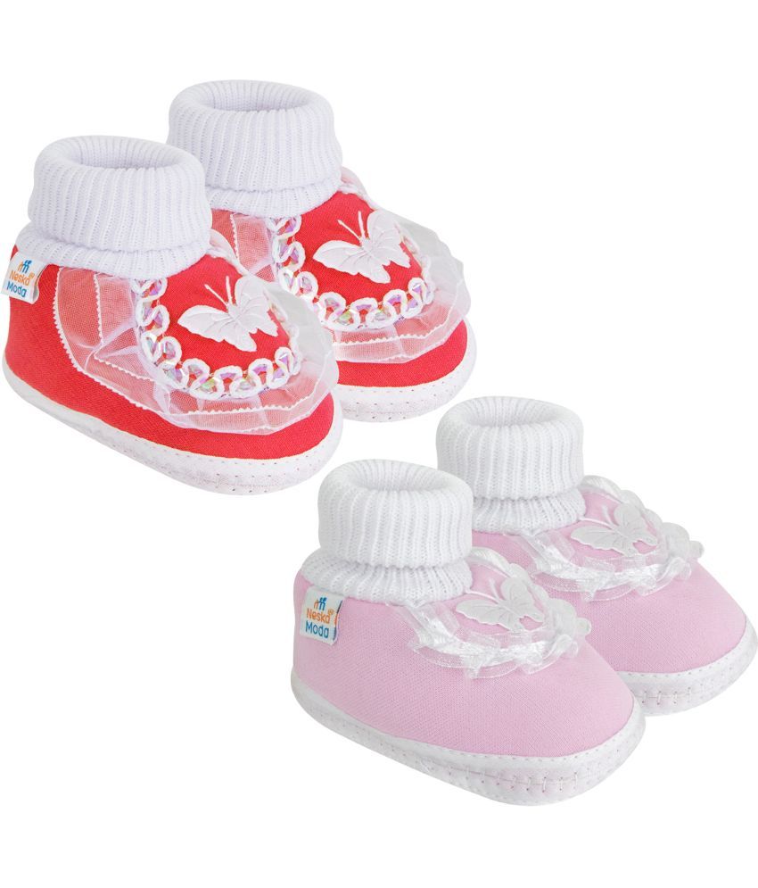     			Neska Moda - MultiColor  Booties For Baby Girl 0-6 Months ( Pack of 2 )