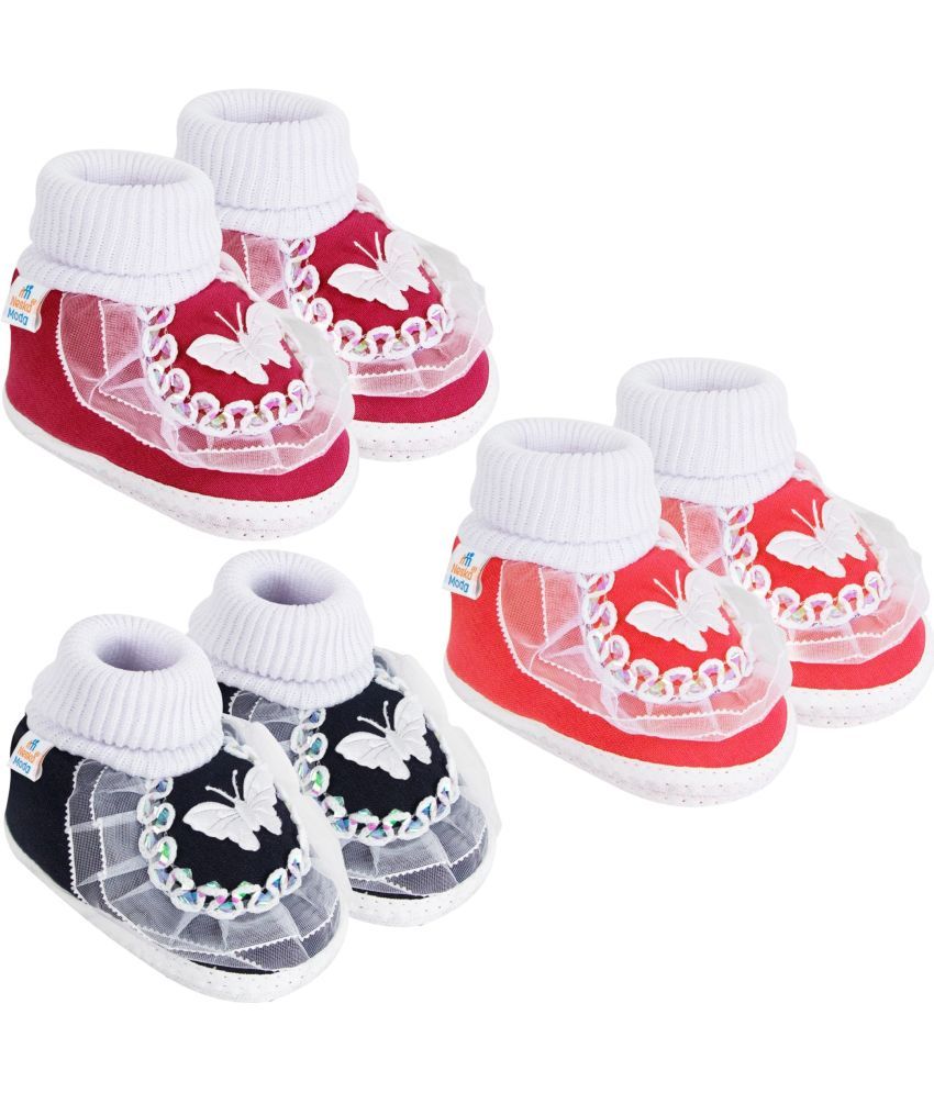     			Neska Moda - MultiColor  Booties For Baby Boy & Baby Girl 0-6 Months ( Pack of 3 )