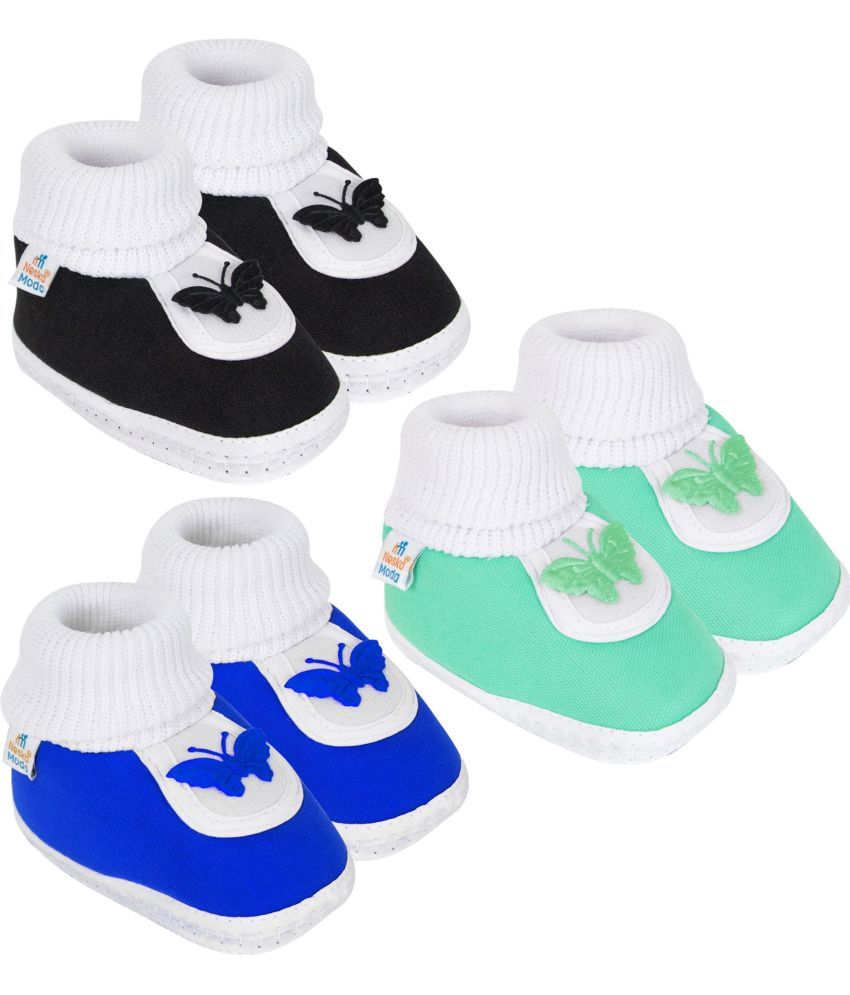     			Neska Moda - MultiColor  Booties For Baby Boy & Baby Girl 0-6 Months ( Pack of 3 )